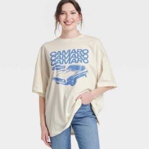 Women's Camaro Oversized Short Sleeve Graphic T-Shirt - Off-White Chevrolet M